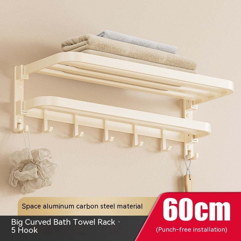 Cream Style Towel Rack Punch-free Toilet Toilet Pendant Bath Towel Bathroom Storage Rack