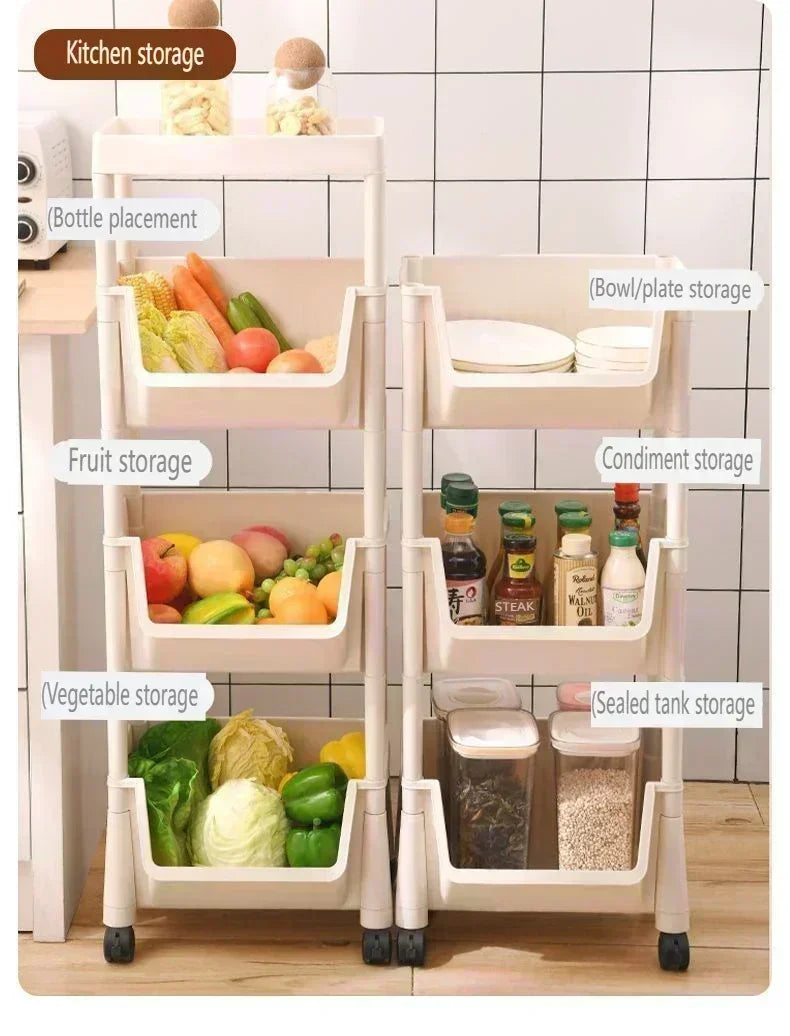 Trolley Bookshelf Kitchen Storage Rack Kitchen Corner Narrow Slit Storage Cabinet Bathroom Living Room Home Organizer Gifts