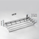 Stainless Steel Shelf Bathroom Storage Punch-free Stretchable Bath Towel Rack