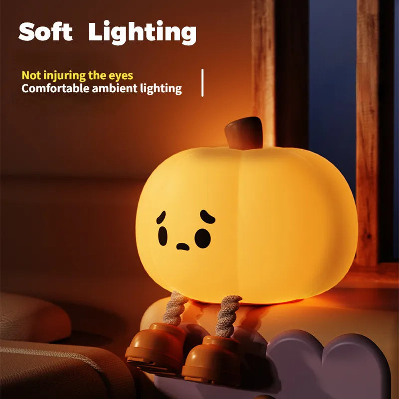 Home Decor Halloween Pumpkin Night Light Cute Soft Silicone Lamp Touch  Dimmable Rechargeable Bedside Decor Light Kids Gifts Halloween Decorations